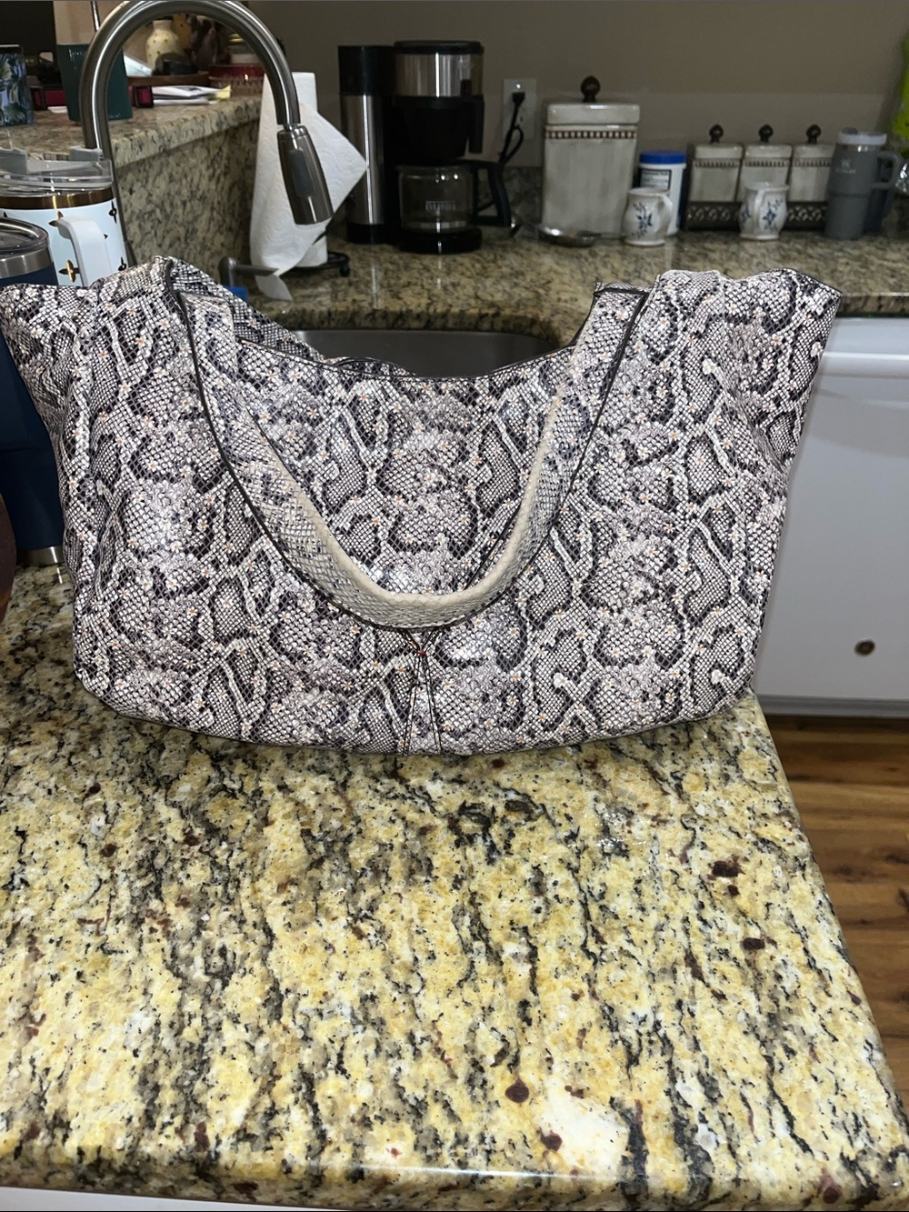 EUC Authentic Hammitt Ferris Hobo in Daisy Snake Print Embossed Leather Handbag. - Picture 2 of 10